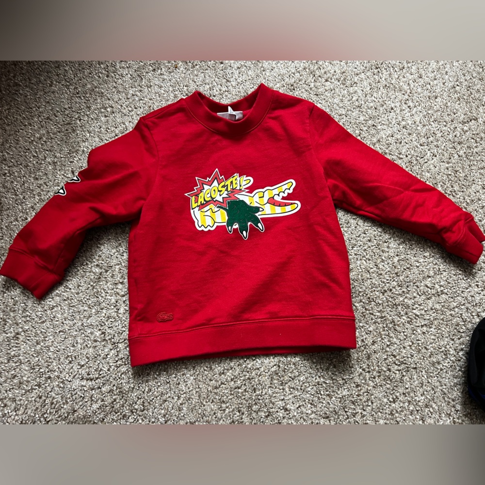 Lacoste boys red logo pullover sweater sweatshirt 4T B1G1 50% off